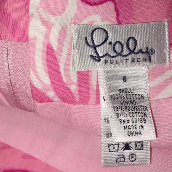 (EUC) Lilly Pulitzer Pink Floral Print Ric-Rac Trim A Line Skirt Size 6 - Picture 6 of 11